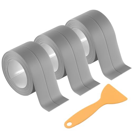 Image of 3 Rolls 10.5 Feet Caulk Tape Waterproof Sealing Self Adhesive, Caulking Sealant Strip for Bathroom Toilet Kitchen Countertop