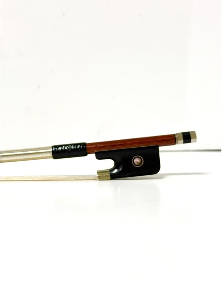 PAITITI 4/4 Cello Full Size Bow Pernambuco Skin Carbon Fiber Round Silver Wrap Brass Parts with Double Eye Fully-Line Abalone