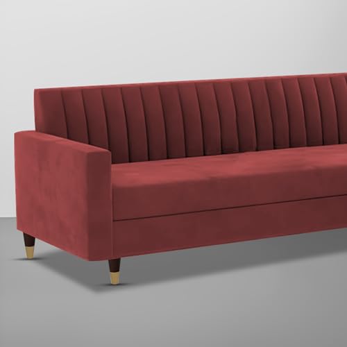 Image of Casaliving Garcia 3 Seater Sofa Set for Living Room (Maroon Colour) Premium Fabric Sofa