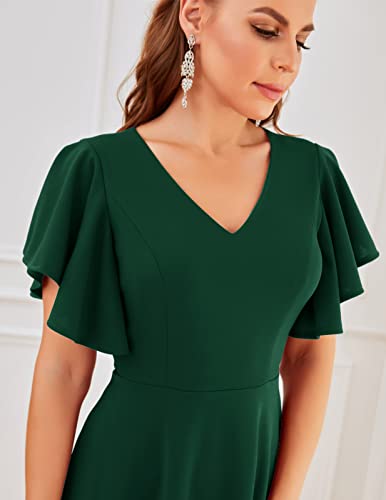 Image of Bridesmay Women's Formal Wedding Guest Dress for Women 2026 Short Sleeve Fit and Flare Tea Party Dresses