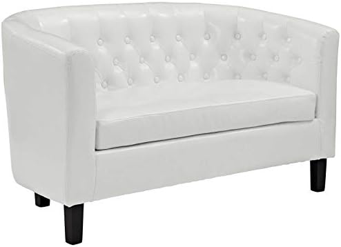Modway Prospect Upholstered Contemporary Modern Loveseat In White Faux Leather