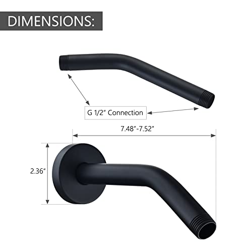 123815Bl Replacement For Moen 8 Inches Anti-Leakage Ceiling Wall Mounted Bend Accessories-Basic Shower Arm And Flanged,Made Of Solid Brass,Matte Black #TOP3