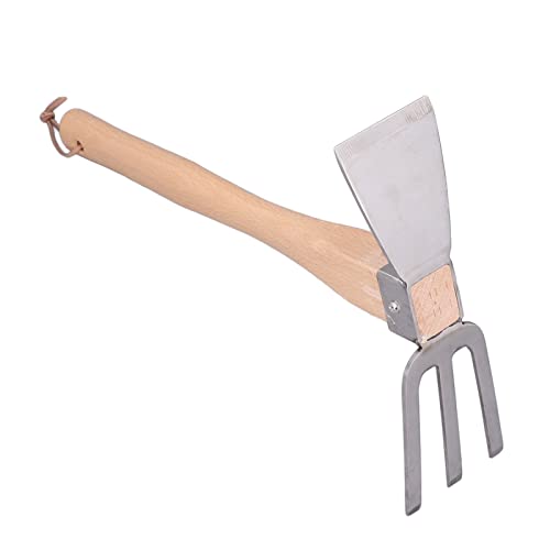 Azada pequeña de jardín de acero inoxidable con mango de madera miniatura 2