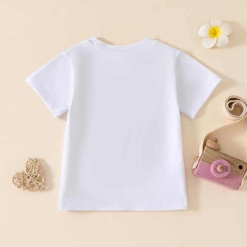 Toddler Summer Outfit Birthday Girl Print Embroidery Shirt Top Crewneck Tshirt Little Princess Birthday Clothes3