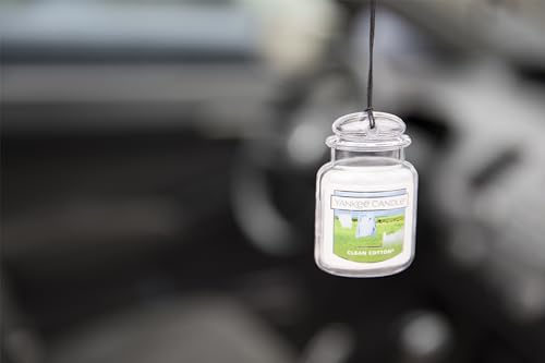 Image of Yankee Candle Car Air Fresheners, Hanging Car Jar Ultimate, Neutralizes Odors Up To 30 Days, Clean Cotton, 0.96 OZ (Pack of 1)