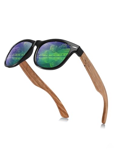 Polarized Wooden Sunglass for Men: UV400 Protection Reduce Glare - Best Gift for Beach Camping Driving