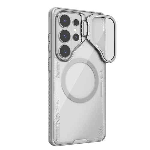 Image of Nillkin Case for Samsung Galaxy S26 Ultra (6.9 inch Inch) Iceblade Prop Case Magnetic Mag Safe Features Corner Air Bags + Aluminium Camera Protect Stand Scratch Grey