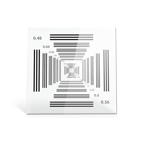 SICWEDIM 3x3in Camera Resolution Test Chart, Sharpness and Resolution Test Card, Accuracy ±1um, 90% Light Transmittance, for Scientific and Industrial Inspection