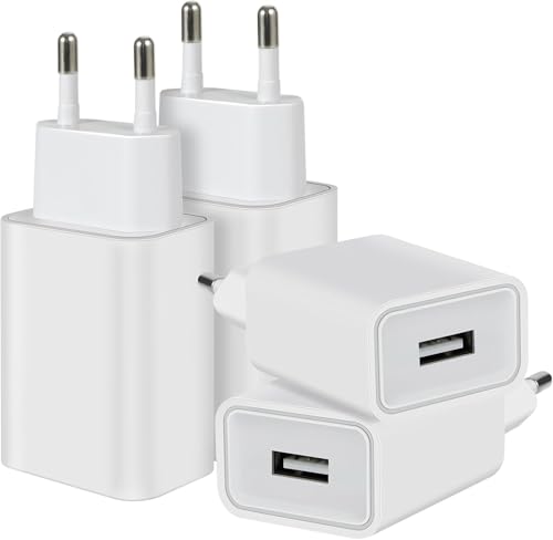 4 Pack 12W Ladegerät USB Netzteil Stecker Adapter, 2.4A/5V Ladestecker USB Netzstecker Steckdose Kompatibel mit iPhone Samsung Huawei Xiaomi Oppo