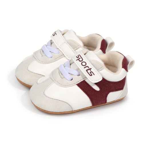 Image of HsdsBebe Baby Boys Girls Pu Leather Hard Bottom Walking Sneakers Toddler Rubber Sole First Walkers Infant Cartoon Slippers Crib Shoes