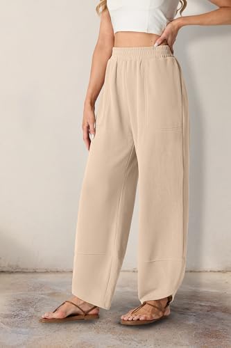 Womens Wide Leg Harem Pants Casual Loose Elastic Waist Solid Color Comfy Palazzo Lounge Baggy Sweatpants with Pockets2