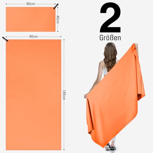 Jokisa Mikrofaser Handtuch 2er Set, 180X90cm Strandtuch Mikrofaser + 80X40cm Sporthandtuch… – Ansicht 2