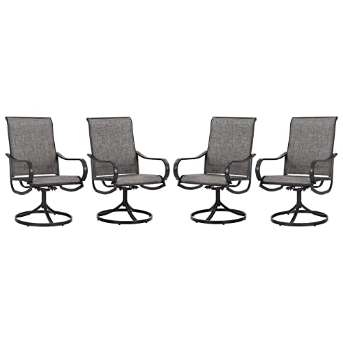 Sophia & William Patio Chairs Patio Dining Chairs Set Of 4 Swivel Patio Chairs Textilene High Back Support 300Lbs For Lawn Garden Backyard Weather Resistant-Black Metal Frame #TOP28