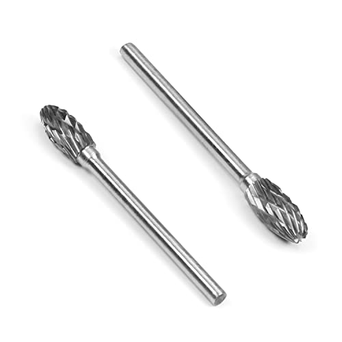 Fresas rotativas Auniwaig 0.24 pulg, doble patrón, acero tungsteno, 3mm vástago, 2 piezas miniatura 1