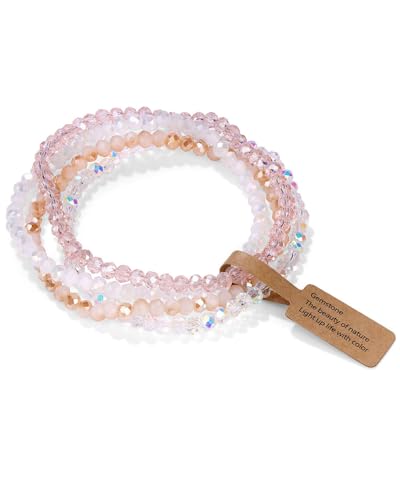 FUGLUS 4pcs Pulsera Mujer Pulseras de Piedra Natural de Pulsera de Cuentas de...