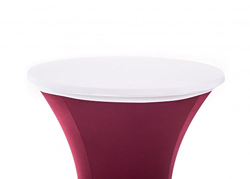 TexDeko Topcover für Stretch Stehtischhussen Amber, Bistrotische Stehtische (Weiß, Durchmesser 80cm)