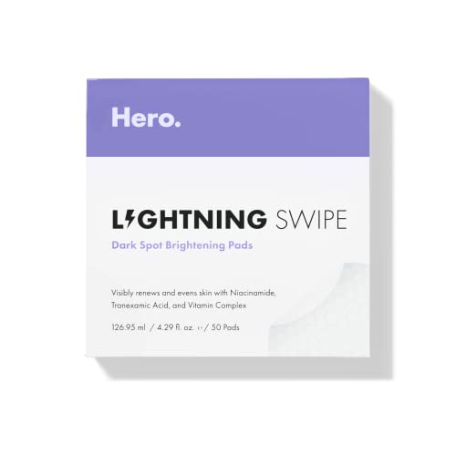 Hero Cosmetics Lightning Swipe - Brightening Serum Pads for Fading Post-Blemish Dark Spots with Botanicals - Fragrance and Paraben Free (50 Count)