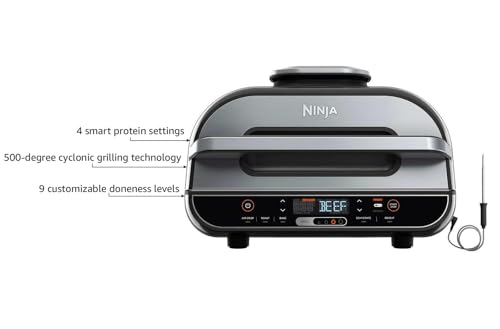Ninja-FG551BG550-Foodi-Smart-XL-6-in-1-Indoor-Grill-with-4-Quart-Air-Fryer-Roast-Bake-Dehydrate-Broil-and-Leave-in-Thermometer-with-Extra-Large-Capacity-and-a-stainless-steel-Finish-Renewed Ninja FG551BG550 Foodi Smart XL 6 in 1 Indoor Grill with 4 Quart Air Fryer Roast Bake Dehydrate Broil and Leave in Thermometer with Extra Large Capacity and a stainless steel Finish Renewed