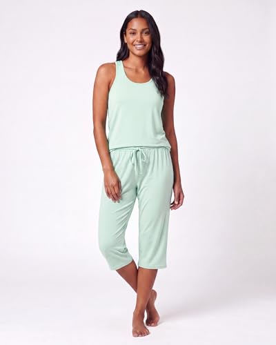 Image of 2 Pack Women's Pajama Sets 2 Piece Tank Top Capri Pants PJs Sleepwear Cute