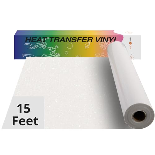 HTVRONT Rainbow White Glitter HTV - 12' x 15ft Glitter Heat Transfer...