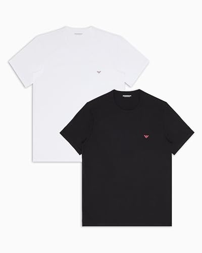 EMPORIO ARMANI Herren 2-Pack Crew Neck T-Shirt, schwarz/weiß, Medium