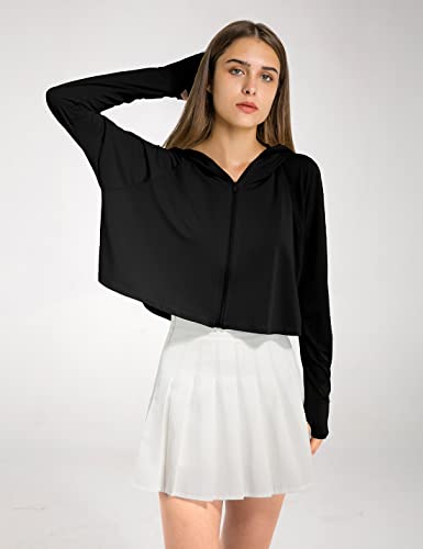 Locachy Womens UPF 50+ Sun Protection Jacket Lightweight Zip up Outdoor Running Hiking Hoodie with Face Mask4