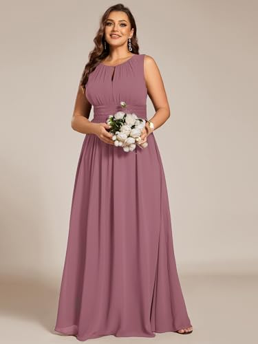 Image of Ever-Pretty Plus Women's Round Neck Sleeveless Empire Waist Maxi Plus Size Formal Gowns Bridesmaid Dresses