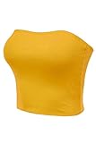 FashionMille Women's Strapless Bandeau Double Layer Tube Top-FWT1002-MUSTARD-L