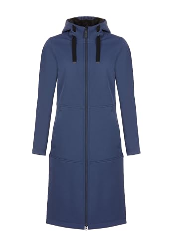 ELKLINE Damen Softshellmantel Soft Ice | langer Übergangsmantel warm und wasserabweisend |wadenlang atmungsaktiv | 2013056, Größe:42, Farbe:darkblue