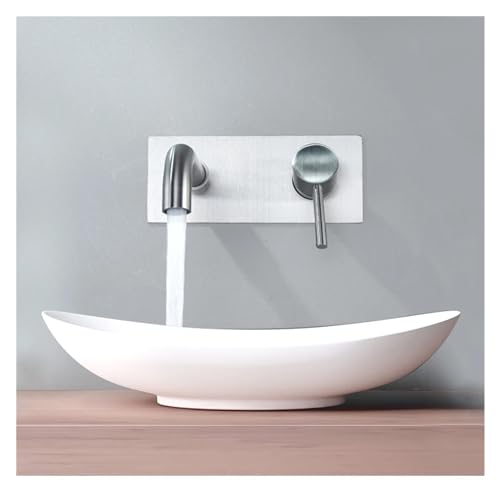 Robinet d'évier rond mural eau chaude froide mitigeur lavabo inox doré