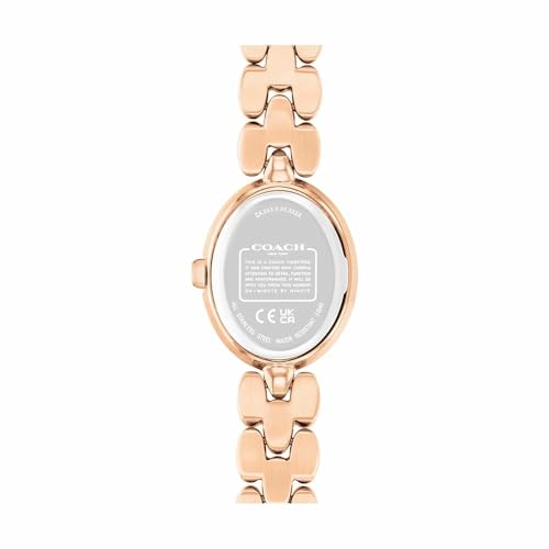 Image of Coach Sammy Qtz Basic Silver White Oval Dial Women's Watch|Ionic Plated Rose Gold Steel Material|Rose Gold Color Band - 14504437