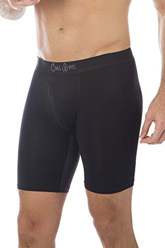 Chill Boys Bamboo Boxer Briefs - Soft Breathable Bamboo Men's Boxer Brief. Cool Comfortable Mens Underwear With Quick Dry, Anti-Chaffing Glide Zone (Onyx Black, Large 36-38 Inch) #TOP6
