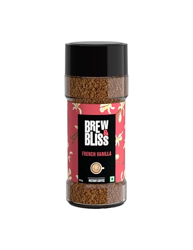 Image of Brew & Bliss French Vanilla Coffee | 100g | Instant Premium Flavored Coffee | Cafe-style Coffee at home | Zero Preservatives | Make Upto 50 Cups of Strong Hot & Cold Coffee