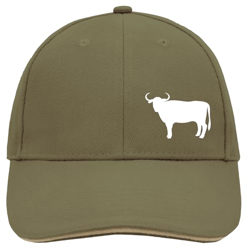 Huuraa Basecap Stier Bulle Silhouette Geschenk Olive/Beige Stier Bulle Accessoire