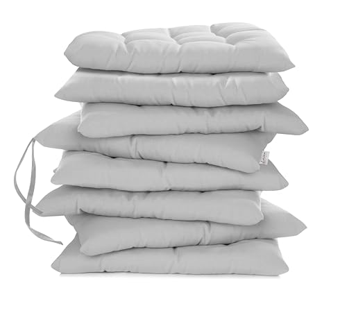 Lavea® Coussins de Chaise 40x40 cm – Lot de 8 avec Attaches – Confortables et lavables pour intérieur, extérieur - pour Jardin, Balcon, terrasse et...