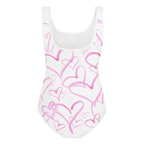 Pink Heart Doodles Swimsuit, Girls Youth2
