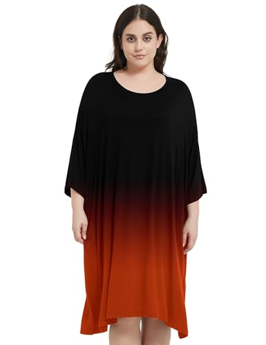 Image of KFUBUO Plus Size Nightgowns for Women Oversized Sleep Tshirts Dress Short Sleeves Sleepwear With Pocket Fit S-5XL