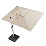 PURPLE LEAF 3 X 4 M Garden Cantilever Parasol, Large Rectangular Patio Umbrella with Crank Handle and Tilt for Balcony and Outdoor, Beige
