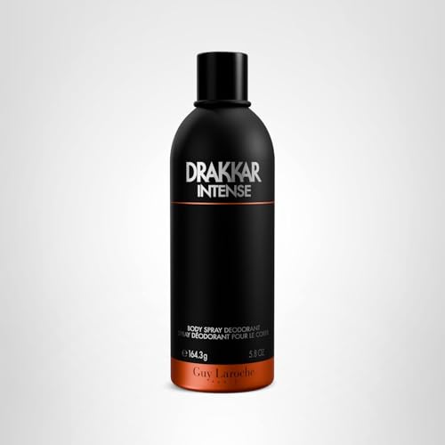 Guy Laroche Drakkar Intense, Seductive & irresistible Body Spray, Ambery fougere fragrance, Long Lasting Mens Cologne, Body Spray for Men 5.8 Fl.Oz