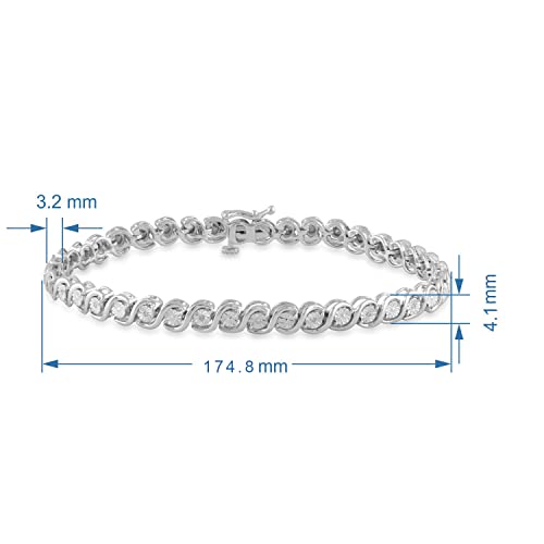 Jewelili Sterling Silver 1/20 Cttw Natural White Round Diamond Bracelet, 7.25" #TOP2