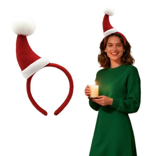 GJHJNSTG Santa Hat Headband for Adults,Red Christmas Headband with Hairband for Christmas Party, Cosplay,Costume Accessories