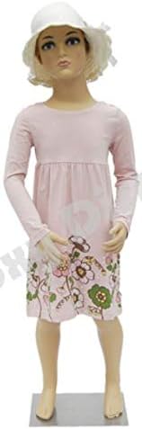 (KD-5-PS) ROXYDISPLAY Plastic Child Mannequin with one Free Wig,5 Years Old, Standing Pose, Fleshtone Color.