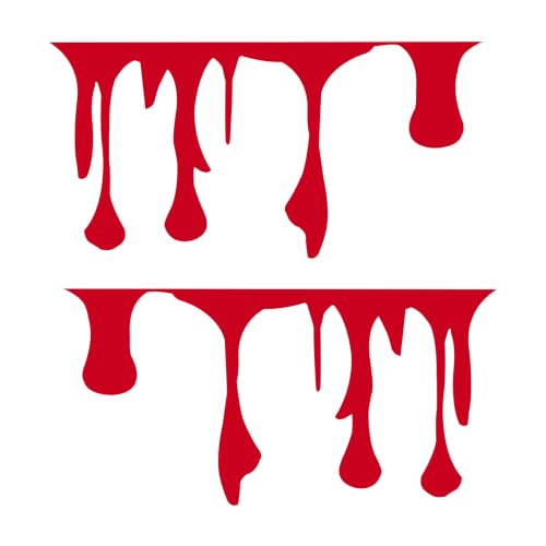 QCEFBH 2PCS Red Blood Flowing Blood Funny Car Stickers, Horror Car Decal, Halloween Bloody Automotive Taillight Bumper Decorations, Automotive Waterproof Vinyl Decal for Tail Light Window Bumper