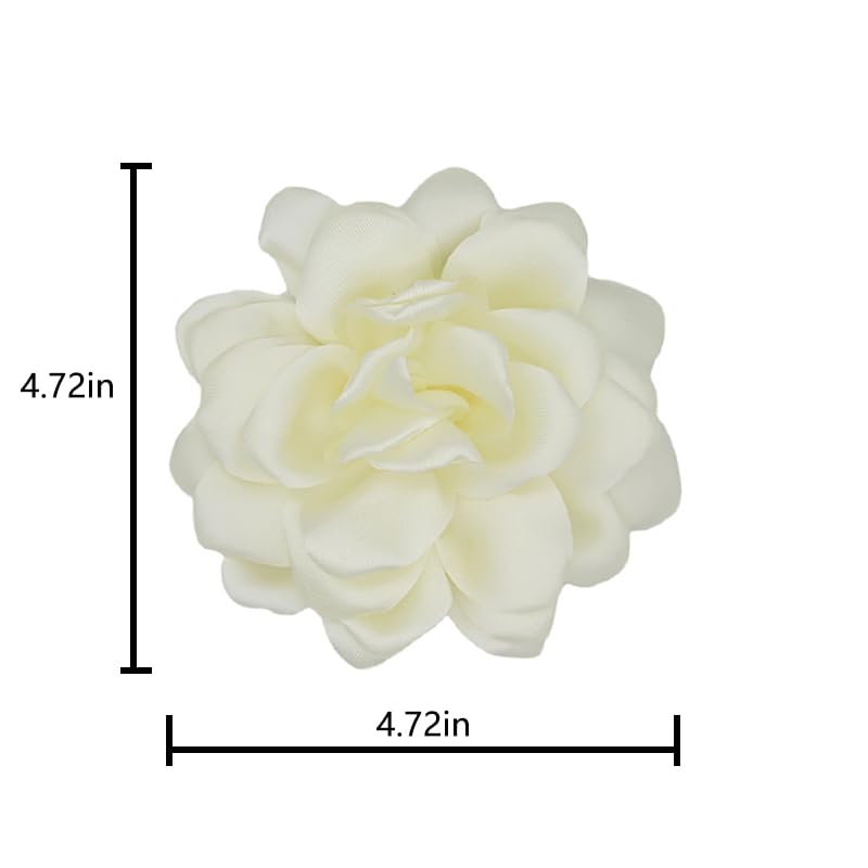 Image of Large Camellia Satin Fabric Flower Brooch Pins Hairpin for Women,ladies. (Ivory)
