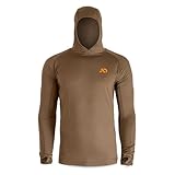 First Lite Men’s Wick Hoody - Merino Wool Ultralight Camo Hunting Base Layer, Quick Dry, UV Protection Hunting Clothing, Dry Earth, X-Large