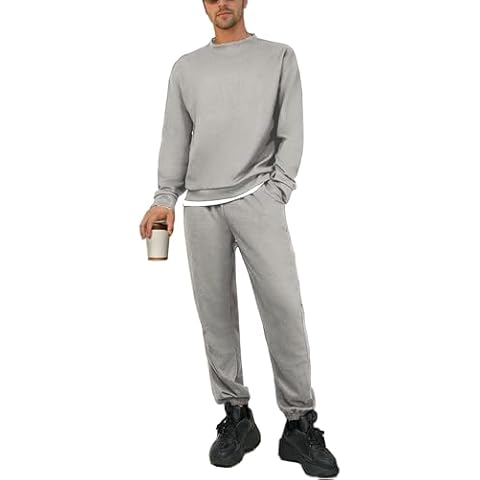 congluoki Teenage Tracksuit 2 Piece Long Sleeve Pullover Outfits Casual Sweatshirt & Jogging Sport Suit Sets with Pockets Light Grey M Cover