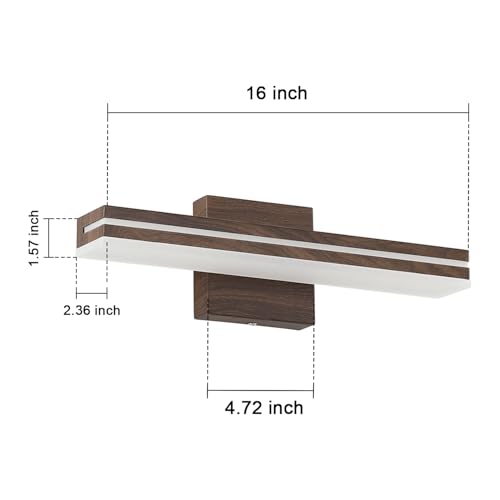 Image of SineRise 16-Inch LED Modern Bathroom Vanity Light Bar, Brown Modern Acrylic Bathroom Wall Lighting Fixtures Over Mirror (Cool White 6000K)