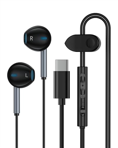 USB C Wired Headphones, Apple Type C Earbuds Wired with Microphone for iPhone 16 15 Pro Max, Samsung USBC Corded Earphones for Galaxy S25 S24 S23 S22 S21 S20 Ultra, Type C Headphones for Android Phone
