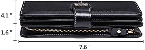 SENDEFN Wallets for Women Leather Credit Card Holder with RFID Blocking Large Capacity Wristlet - 3