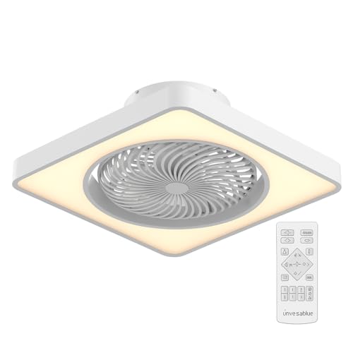 UNIVERSALBLUE Ventilador de Techo Aspas Ocultas Silencioso LED con Mando, 36W, 6 Velocidades, Temporizador, Modo Invierno, Aspas Invisibles, Motor DC, 7 Aspas, Ventilador Techo Bajo